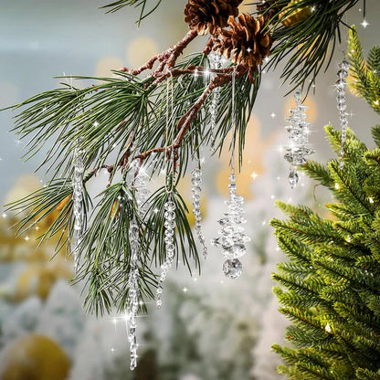 24 kristallen ijskegel-ornamenten voor de kerstboom (3 verschillende ontwerpen)