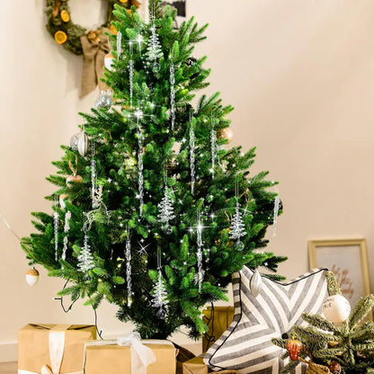 24 kristallen ijskegel-ornamenten voor de kerstboom (3 verschillende ontwerpen)