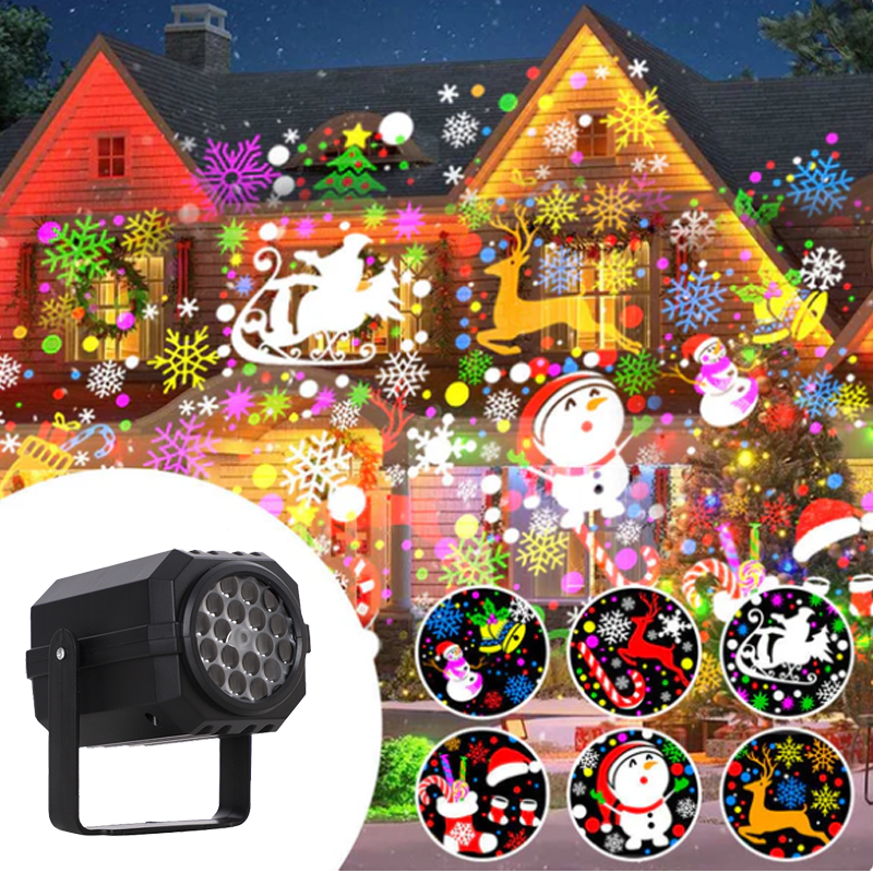 Kerst LED Projectorlamp – 16 Feestelijke Patronen met Draai-effect