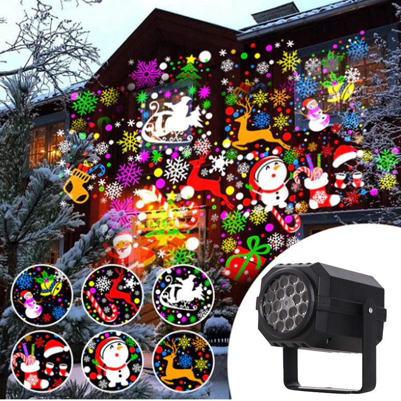 Kerst LED Projectorlamp – 16 Feestelijke Patronen met Draai-effect